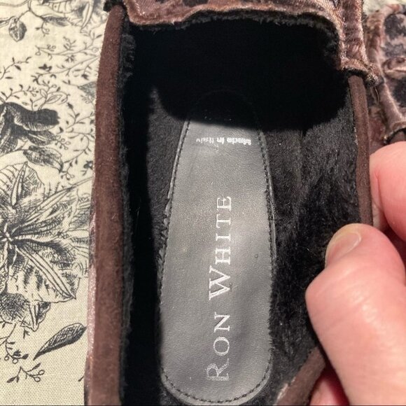 RON WHITE Sz 38.5 Velvet Loafer with Chunky Vibram Sole. Made in Italy - Picture 7 of 11